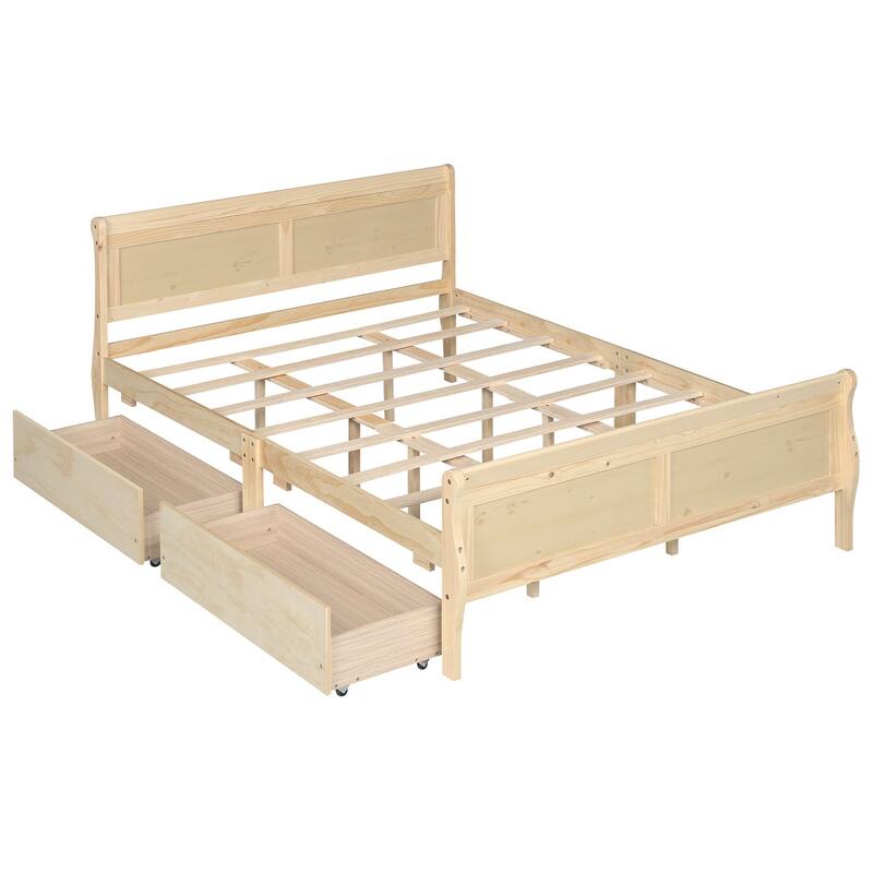 Costway Twin Size Bed Frame with 2 Storage Drawers Wood Platform Bed