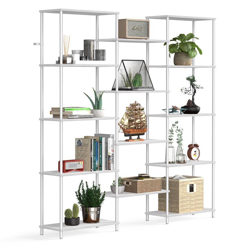 Industrial Bookshelf with 2 Anti-Tipping Strap - White - 5-Tier