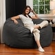 preview thumbnail 17 of 37, Jaxx Basics 5 Foot Large Adult Bean Bag Chair, Oversized with Filler Lush Velvet Black - Large