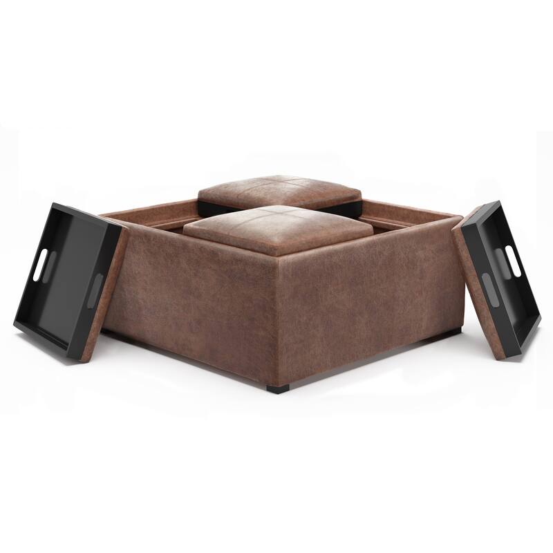 Square Coffee Table Storage Ottoman
