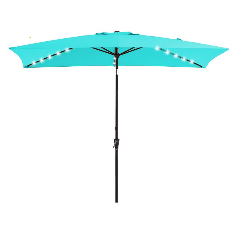 6.5*10ft Rectangular Patio Market Umbrella with LED Lights,Crank & Tilt