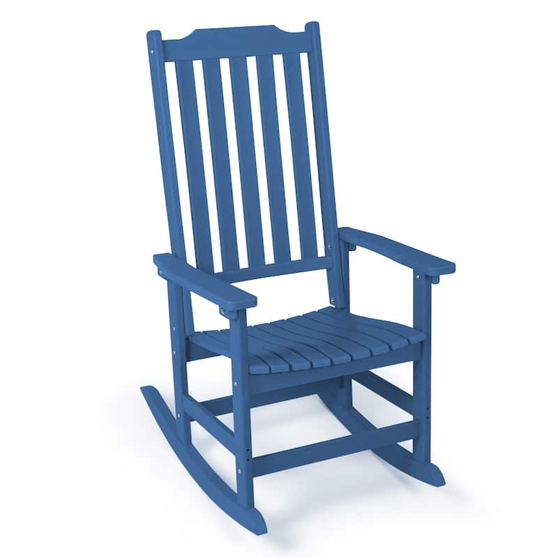 Vrakae Patio All Weather Resistant High Back Rocking Chair - Blue