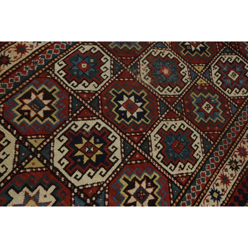 Hand Knotted Oriental 100% Wool Carpet Traditional All-Over Red Shiraz Area Rug - 8' 1'' X 3' 10''