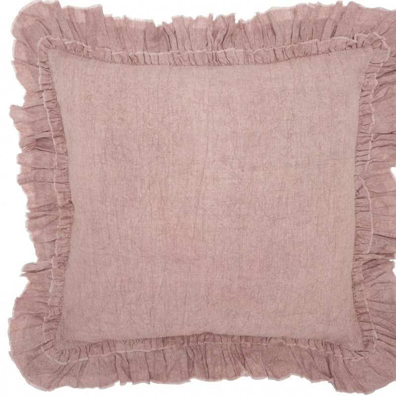 HomeRoots 24" Pink Pillow With Ruffled Edges