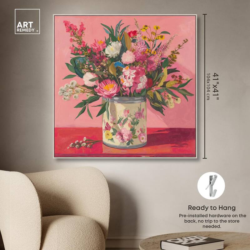 Pink Floral Tin Canvas by Art Remedy
