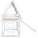 preview thumbnail 4 of 8, Twin Size Wood House Bunk Bed with Roof, Ladder and Slide, White+Brown