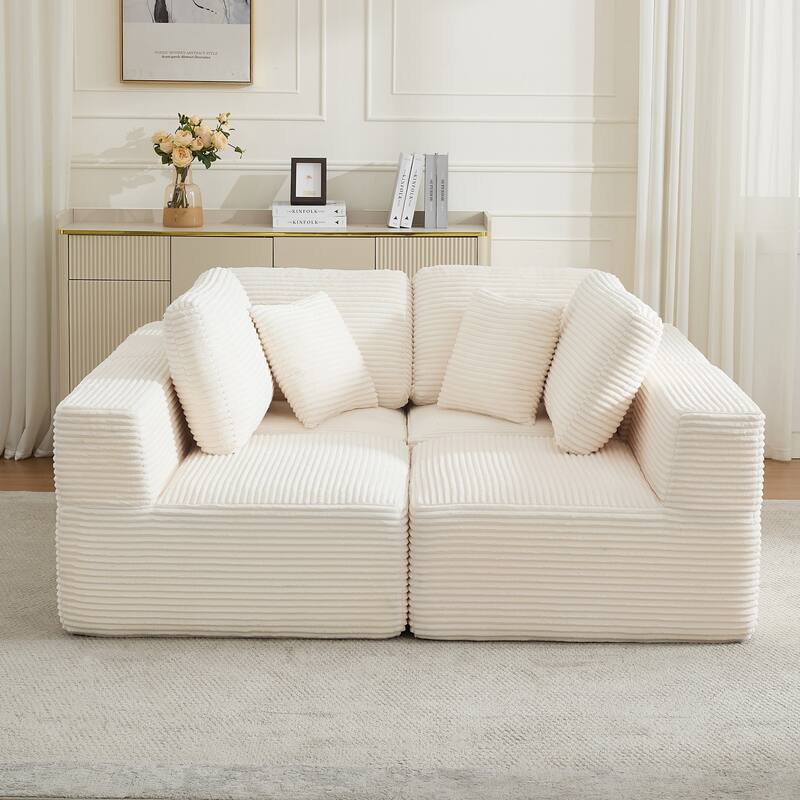 Modular Sectional Sofa Corduroy Customizable Living Room Sofa