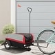 preview thumbnail 26 of 31, vidaXL Bike Trailer Kids Bicycle Cargo Trailer Cart Wagon with Tow Bar Iron 54.3" x 27.2" x 22.8" - Black and Red2