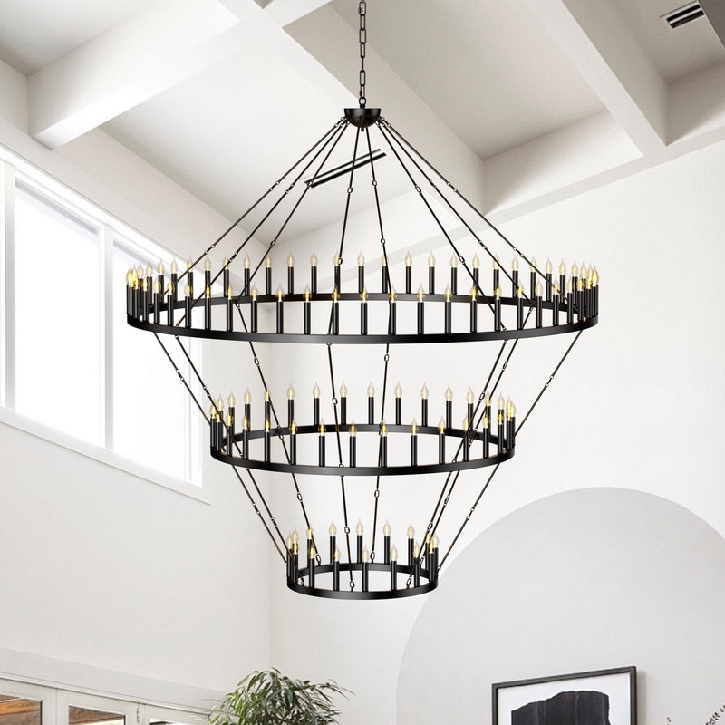 Extra Large Wagon Wheel Chandelier Farmhouse High Ceiling Pendant Light