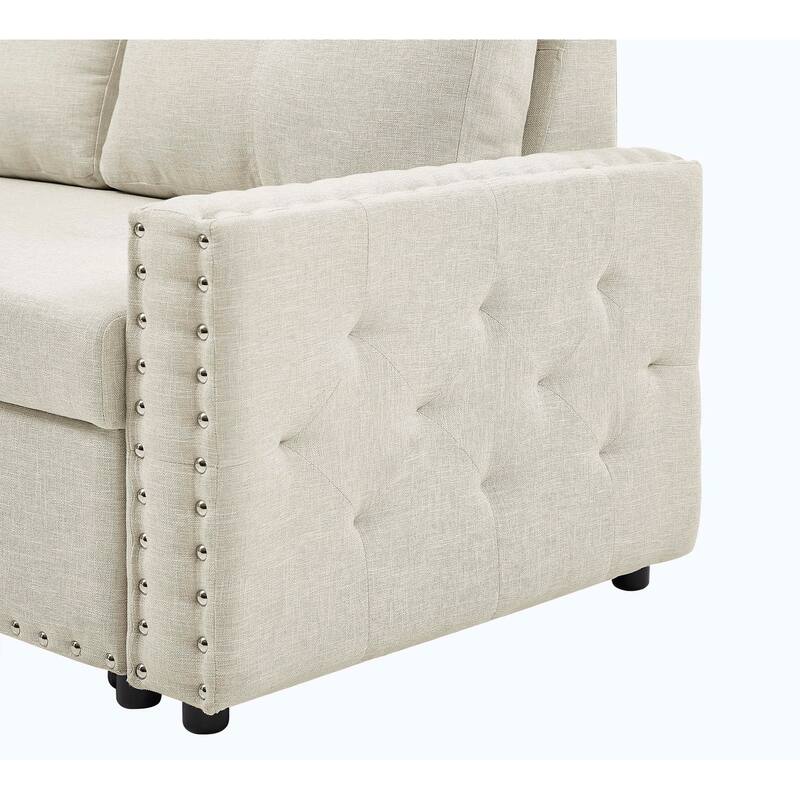 Classic and Cozy L-shape Pull-out Sleeper Sectional Sofa