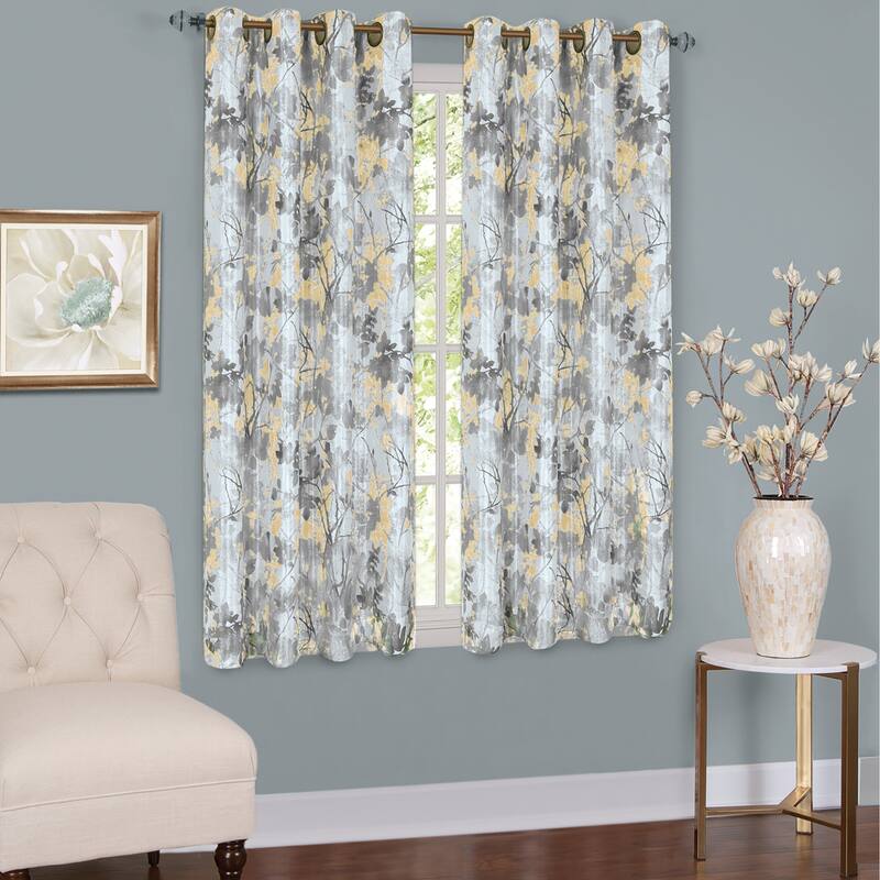 Tranquil Trees Insulated Curtain Panel - Silver - 50" x 63" - 63 Inches
