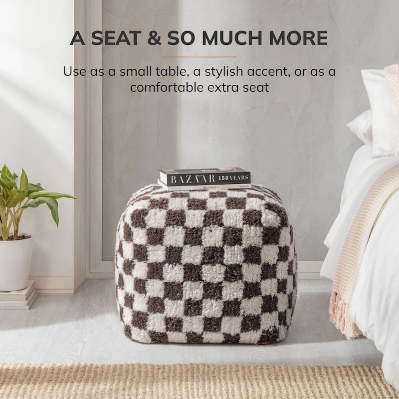 Jani 20-inch Ottoman Pouf - Handcrafted Handmade Ottoman for Seating, Footrest, Home Decor for Living Room, Bedroom