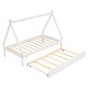 preview thumbnail 8 of 7, Twin Size Montessori Bed with Trundle, Wood Tent Floor Bed Frame, Twin Kids Bed with Slat Support for Boys,Girls, Easy Assembly