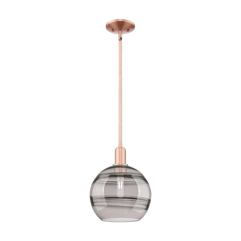 Innovations Lighting Endless Possibilities Arcadia - Rochester - 1 Light 10" Stem Hung Mini Pendant - Antique Copper/Light Smoke