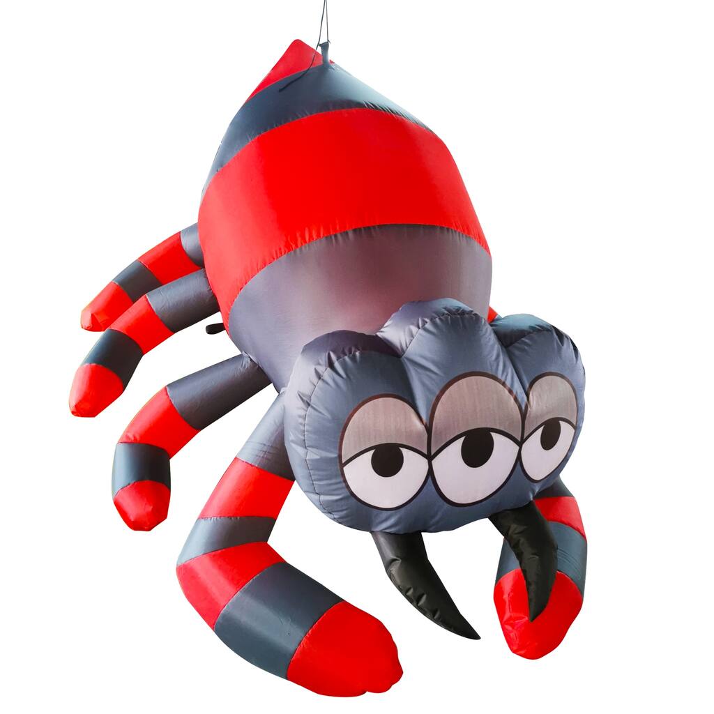 Joyfy 5 FT Tall Halloween Inflatable Three Eyed Hanging Spider