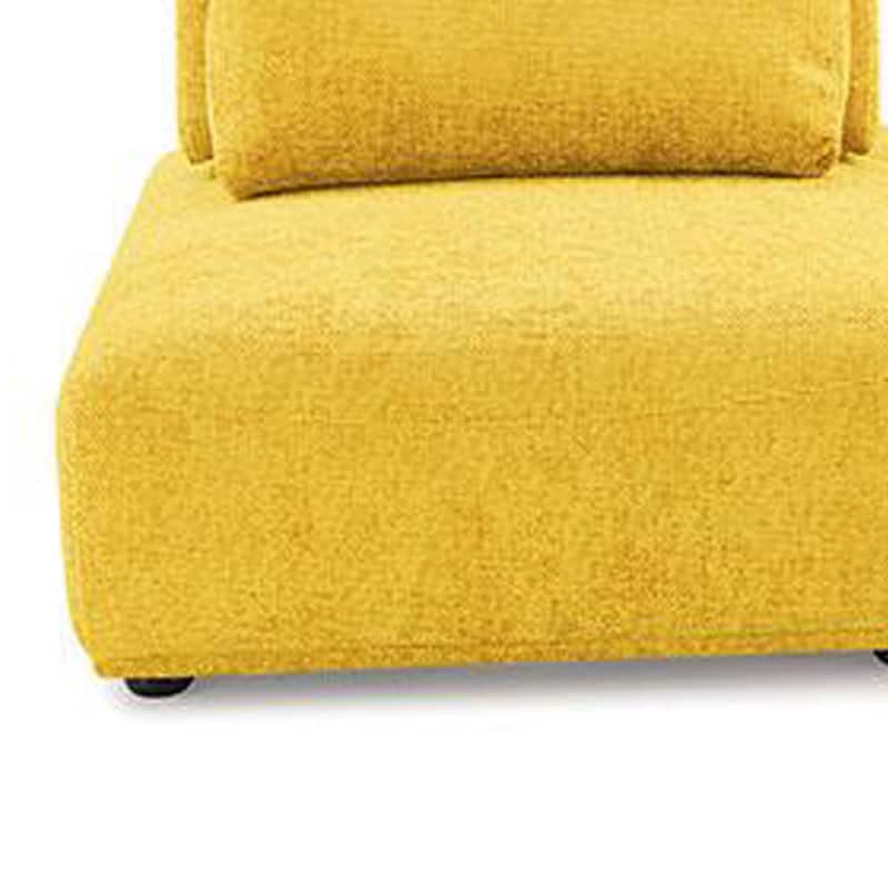 Stavan Modular Curved 2 Seat Sofa, Yellow Chenille, Adjustable Back
