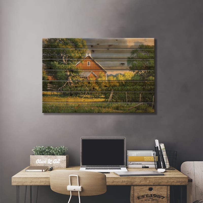 Passing Showers Print On Wood by Derk Hansen - Multi-Color