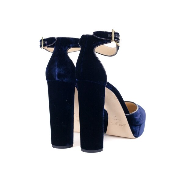 navy velvet sandals