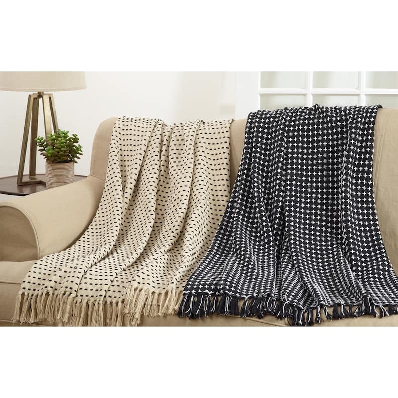 Woven Cross Stitch Design Throw Blanket