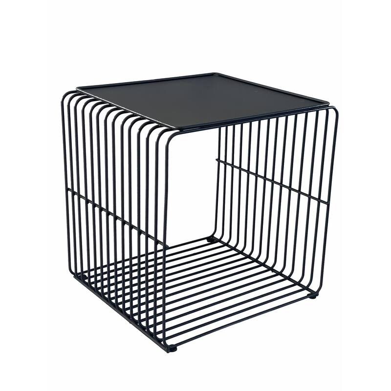 16 in. Black Square Metal End Table, Sturdy Build End Side Table for Living Rooms