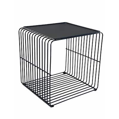 16 in. Black Square Metal End Table, Sturdy Build End Side Table for Living Rooms
