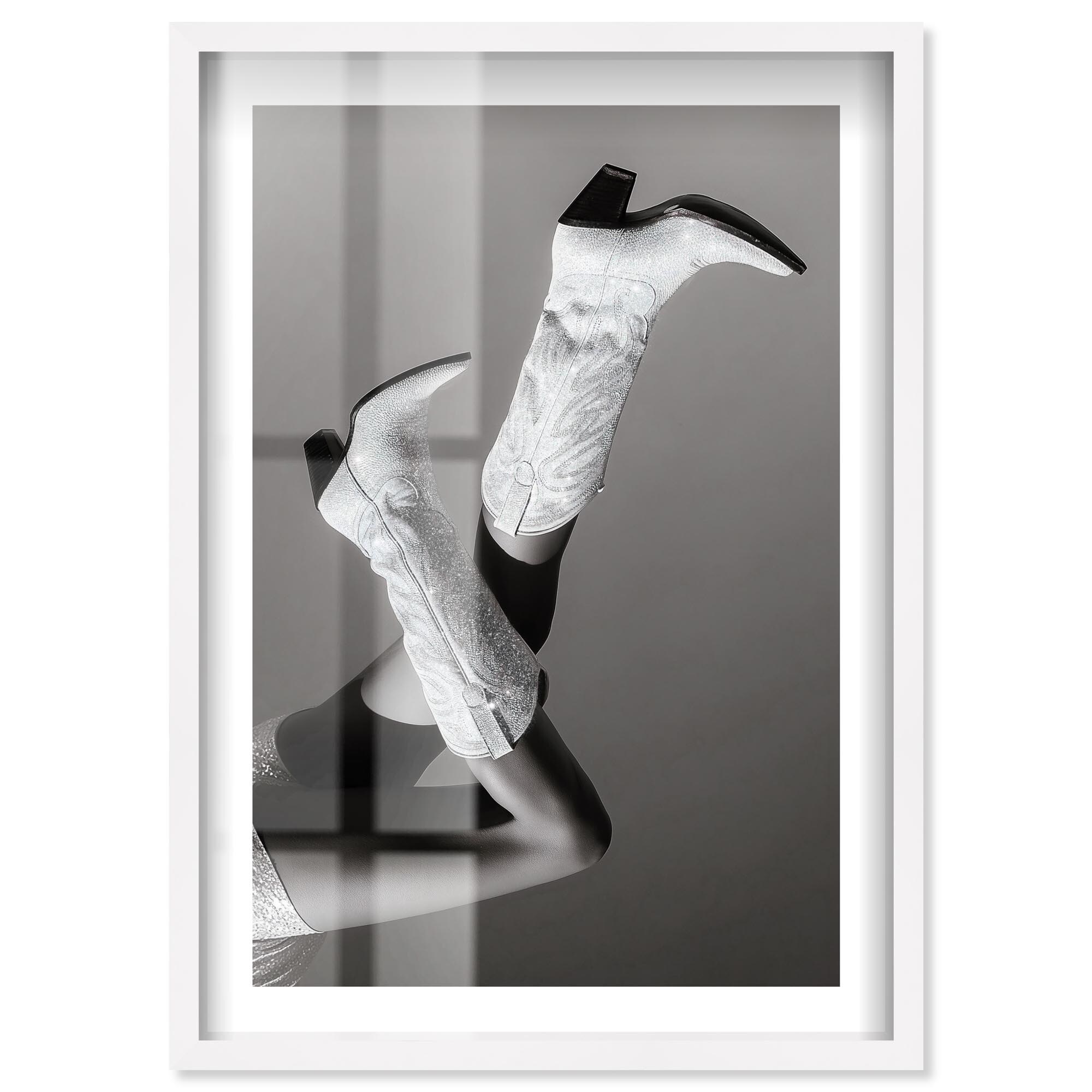 Starlight Cowgirl Boots Glam Wall Decor Shadowbox Print by Notoriart