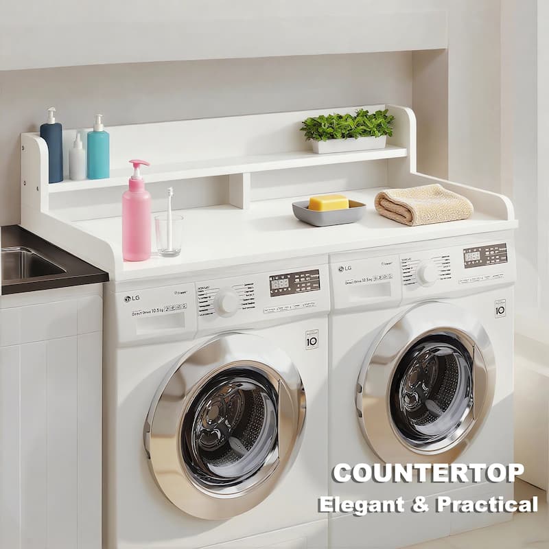 2-Tier Washer and Dryer Countertop with 2.75" H Guard, 54" W x 27.5" D Laundry Countertop Cover