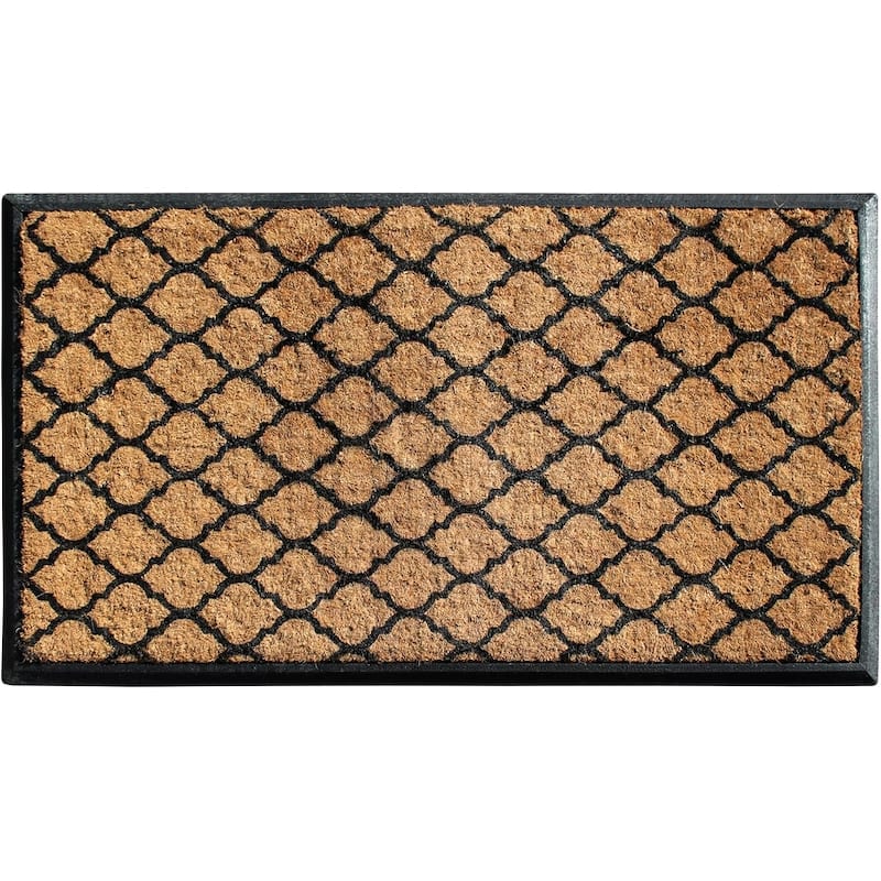 A1HC Orgee Pattern Rubber and Coir Large Heavy-Duty Outdoor Durable Doormat, 30"X48", Black - 30" X 48"