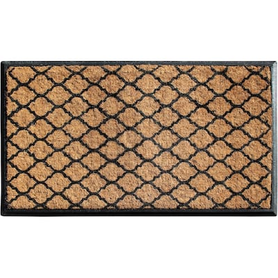 A1HC Orgee Pattern Rubber and Coir Large Heavy-Duty Outdoor Durable Doormat, 30"X48", Black - 30" X 48"