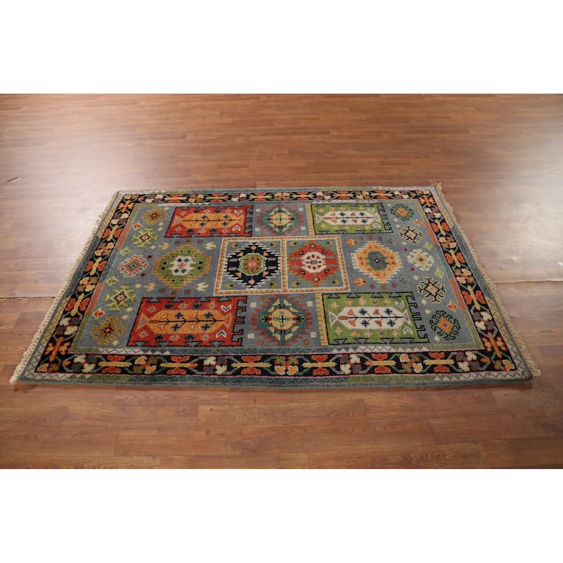 All-Over Geometric Oushak Oriental Area Rug Handmade Wool Carpet - 3'11"x 5'11"