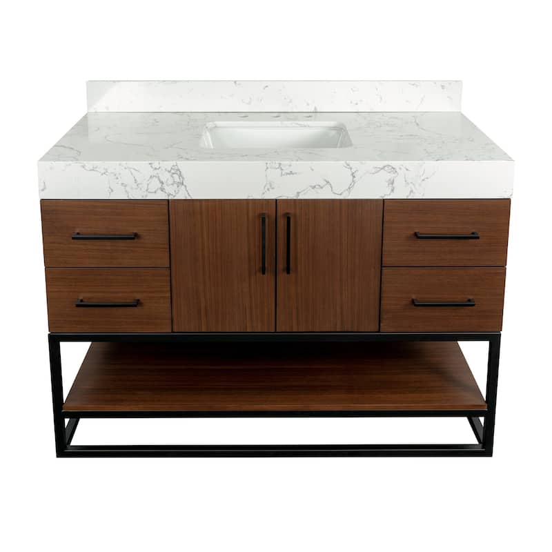 KitchenBathCollection Ellis 48" Bathroom Vanity with Engineered Marble Top