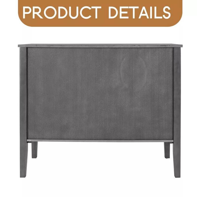 Adjustable Shelf Storage Sideboard with 3 Retro Metal Handles and 4 Pinewood Legs, for Entryway