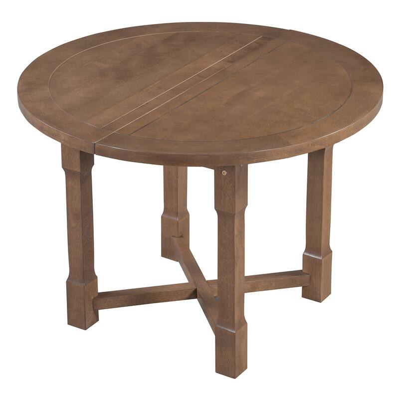 Farmhouse Extendable Dining Table Set Upholstered Chair 5-piece