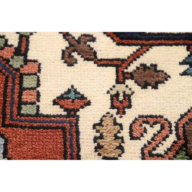 Orange Heriz Serapi Indian Area Rug Handmade Wool Carpet - 7'11"x 9'9"