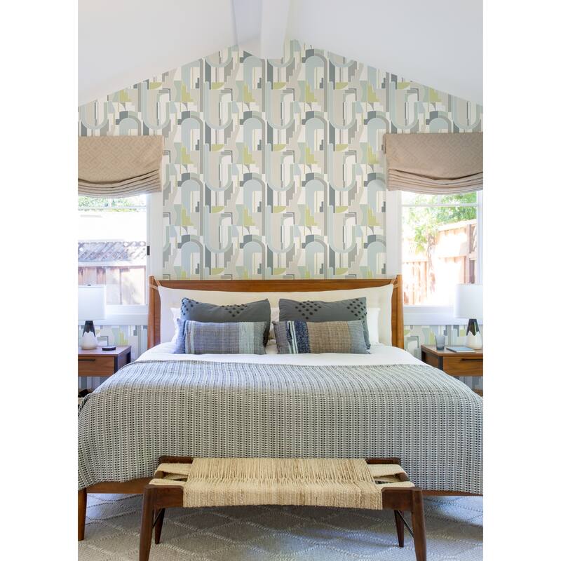 A-Street Prints Odele Sky Blue Geometric Archways Wallpaper