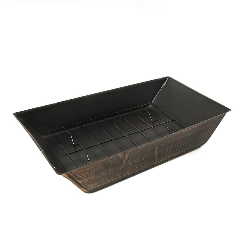 37-Inch Rectangular Metal Outdoor Wood Burning Fireplace - Outdoor Fireplace with Built-in Log Storage and Poker-Brushed Bronze