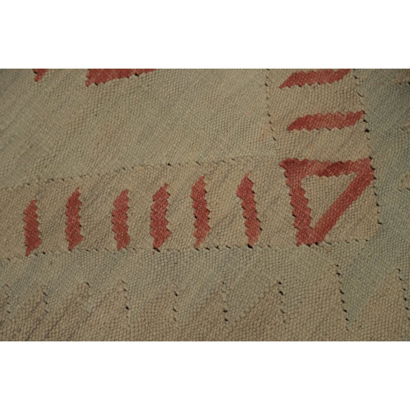 Hand Woven Oriental 100% Wool Carpet Southwestern Tribal Green Kilim Area Rug - 5' 8'' X 3' 11''