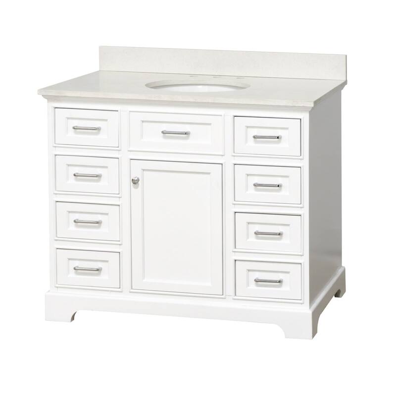 KitchenBathCollection Aria 42" Bathroom Vanity with Quartz Top