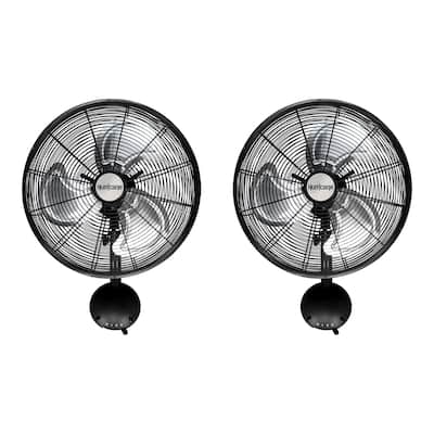 Hurricane 16 Inch Pro High Velocity Oscillating Metal Wall Fan, Black (2 Pack) - 6.4