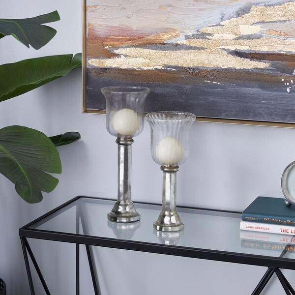 Silver hurricane lamp on sale