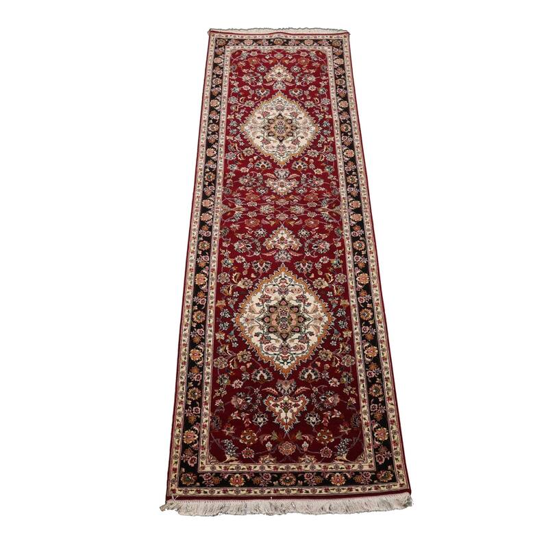 2'9''x9'6'' Runner Hand Knotted Wool Burgundy Traditional 300 KPSI Rug - 2' 9'' x 9' 6''