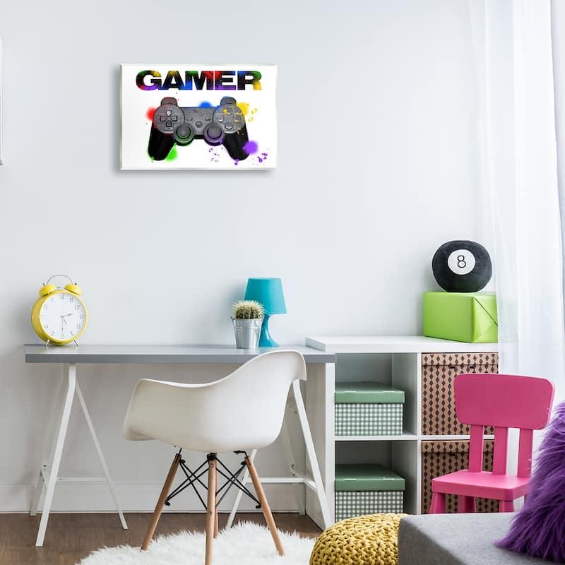Stupell Gamer with Rainbow Splashes Wall Plaque Art Design By Marcus Prime