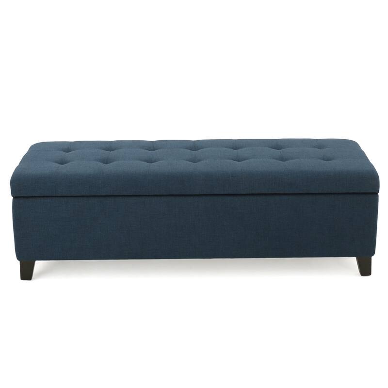 Ottoman Lounge Bench, End of Bed Bench Storage Bench - Navy Blue
