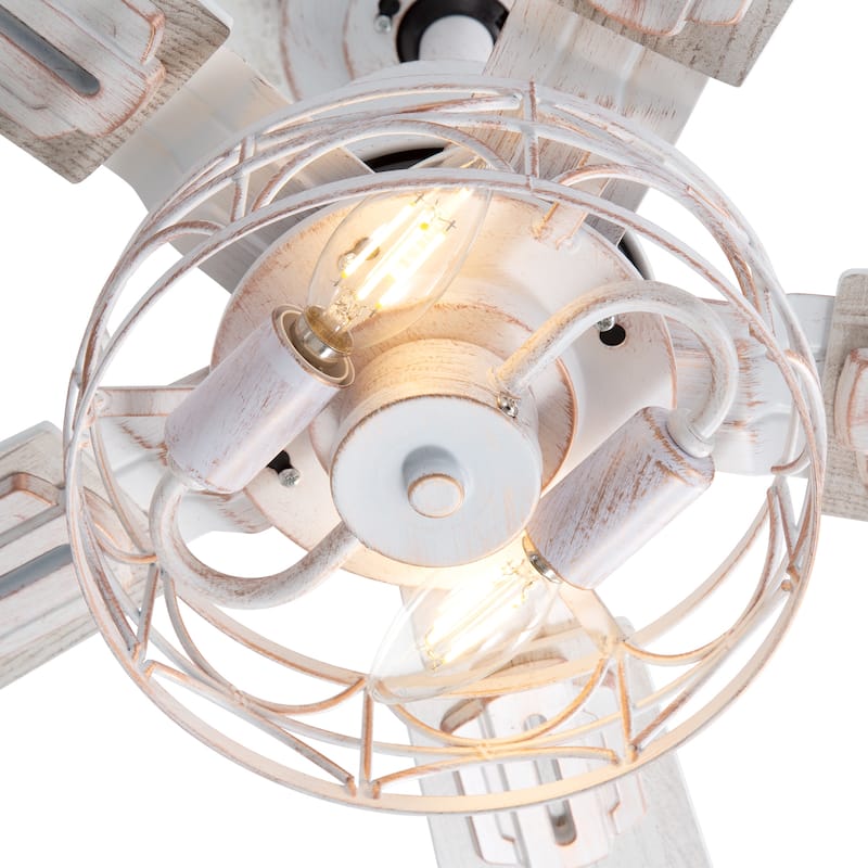 42" Reversible 5-Blade Caged Ceiling Fan with Light and Remote