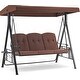 preview thumbnail 2 of 29, MCombo 3 Seat Patio Swings with Canopy, Adjustable Canopy Swing Sets for Backyard, Poolside, Balcony 4092 Brown