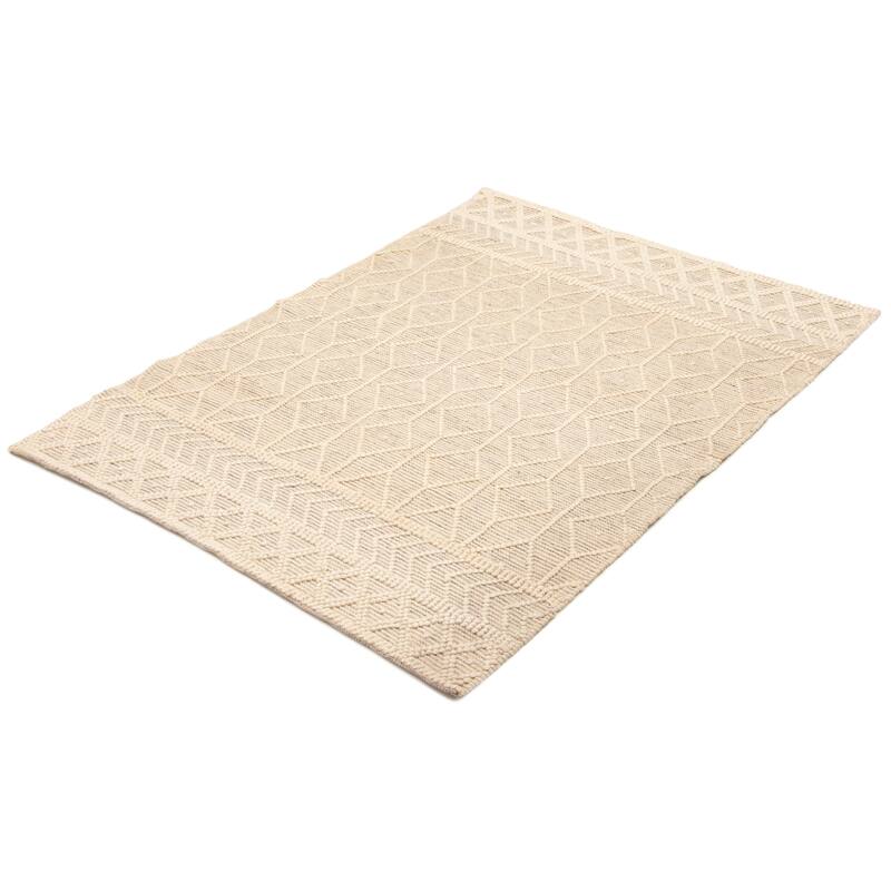 ECARPETGALLERY Braid weave Sienna Cream Wool Rug - 4'11 x 6'11