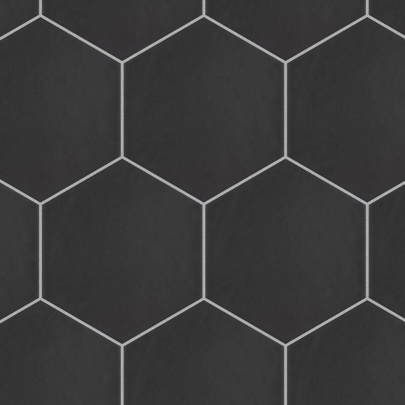Merola Tile Hexatile Matte Nero 7" x 8" Porcelain Floor and Wall Tile