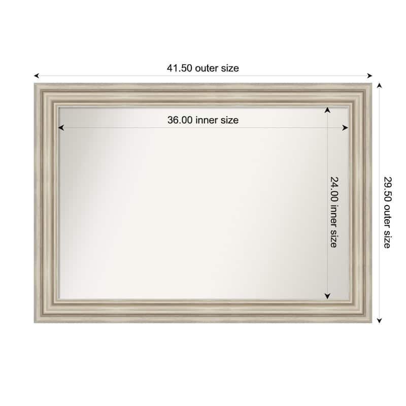 Sierra Non-Beveled Wood Framed Bathroom Vanity Wall Mirror - 42 x 30 in - Sierra Silver