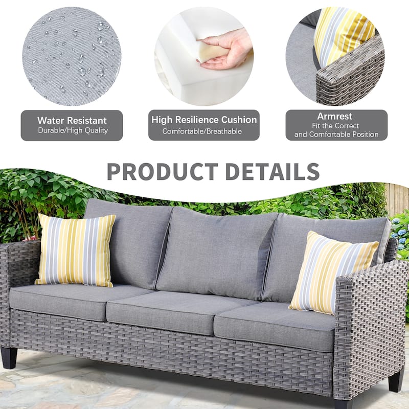 OVIOS 7-piece Patio Outdoor Wicker Conversation Set