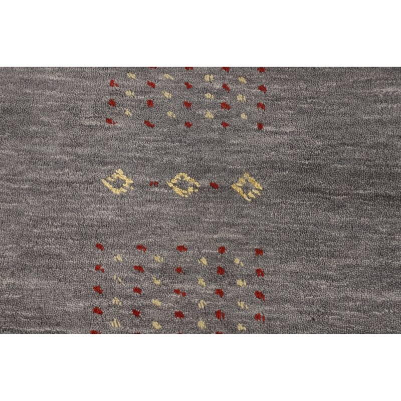 Tribal Gray Gabbeh Oriental Area Rug Hand-Knotted Wool Carpet - 8'1"x 9'10"